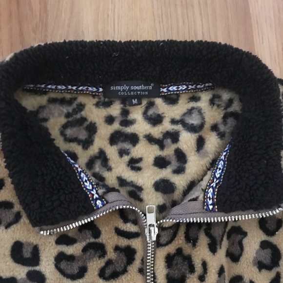 Leopard Print and Black Fleece Pullover medium - Picture 3 of 3